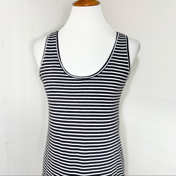SOLD-Everlane Black and White Striped Casual Sleeveless Maxi Dress - Picture 3 of 11
